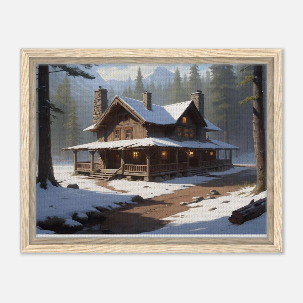 Forest Haven – Rustic Mountain Lodge on Framed Wood Framed Canvas