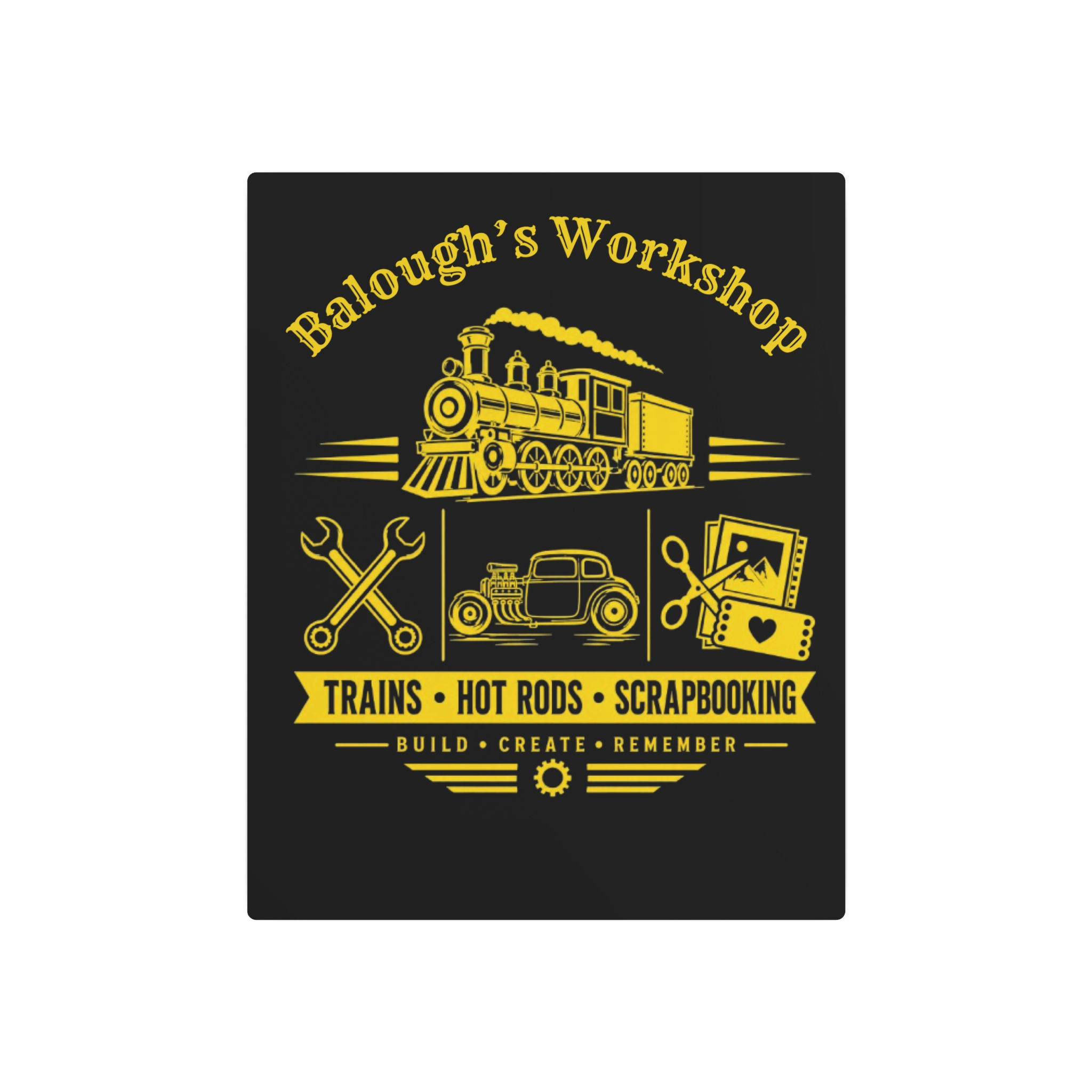 Balough's Workshop' Trains, Hot Rods & Scrapbooking Garage Meatel sign