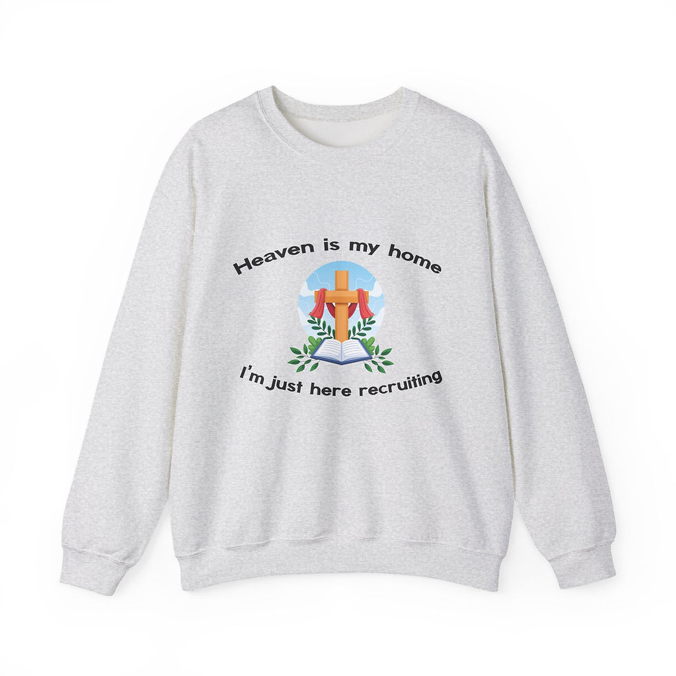 Thumbnail: Heaven is my home I'm just here recruiting  Heavy Blend™ Crewneck Sweatshirt