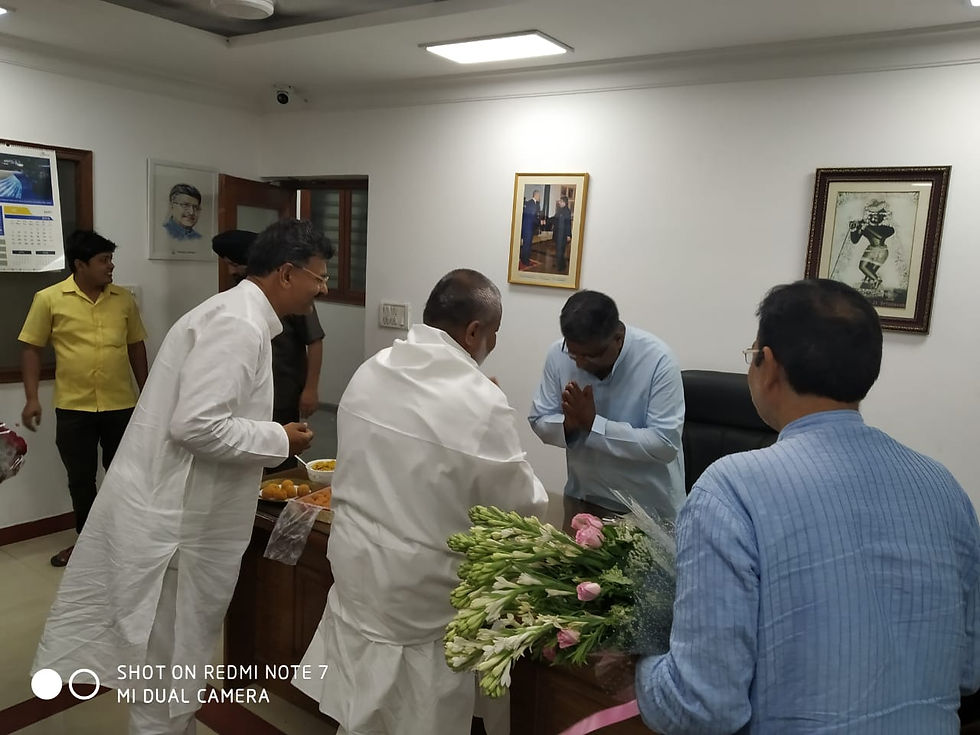 Brahmachari Girish Ji and Shri Ravi Shankar Prasad greets each other