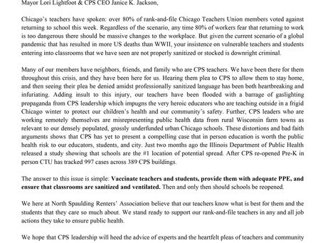 North Spaulding Renters stand in solidarity with the Chicago Teachers Union 