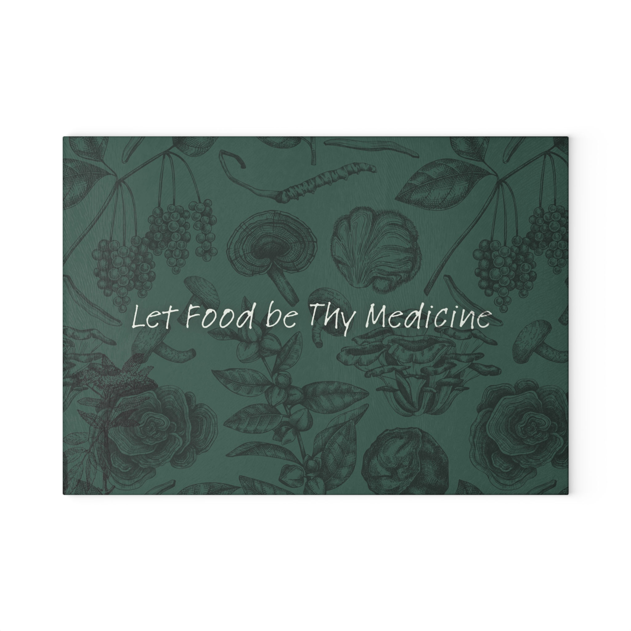 Let Food Be Thy Medicine Glass Cutting Board | Kitchen Décor | Wellness Kitchen