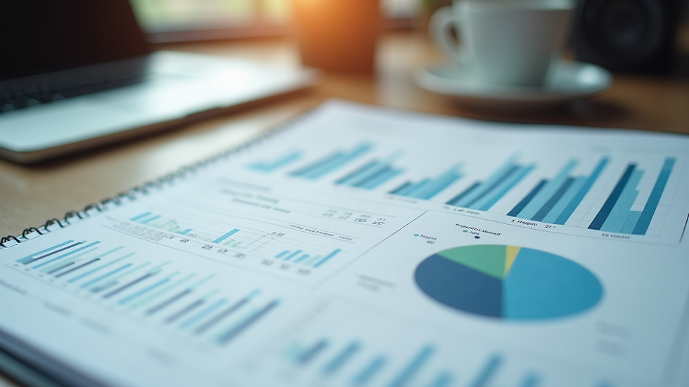 Close-up view of a neatly organized financial ledger