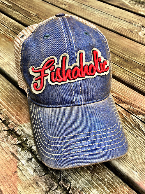 Fishaholic, Red, White and Blue Trucker 