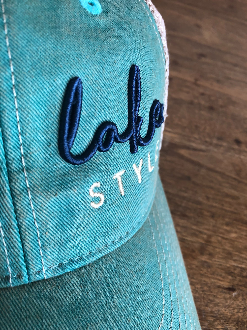 Thumbnail: Lake Style trucker SnapBack hat. (Aqua Blue)