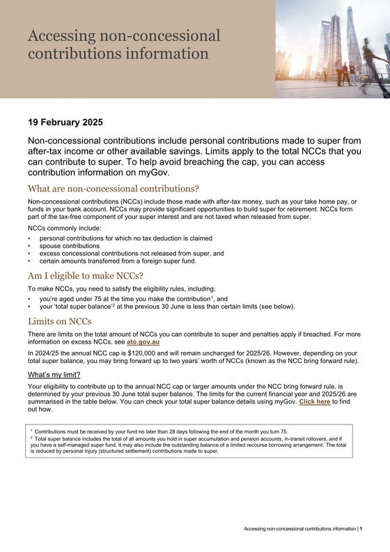 Guide - How to access your Non-Concessional Superannuation contributions on your My Gov