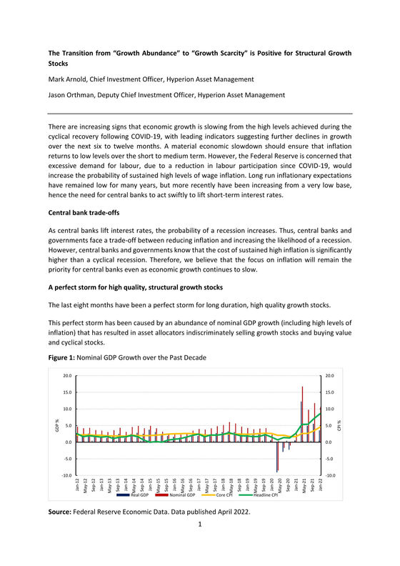 Inflation, Growth scarcity, Update 