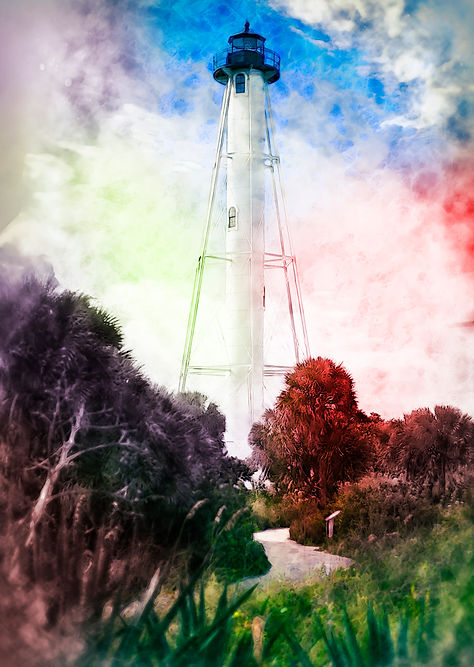 Gasparilla Island Lighthouse watercolor. Photographer in Boca Grande FL