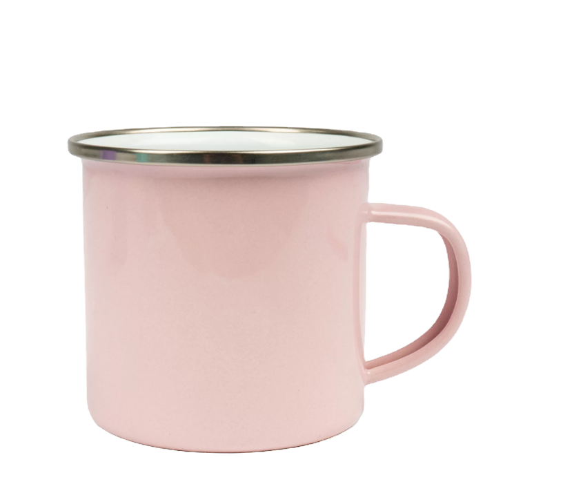 Miniature : Mug vintage émaillé rose  personnalisable.