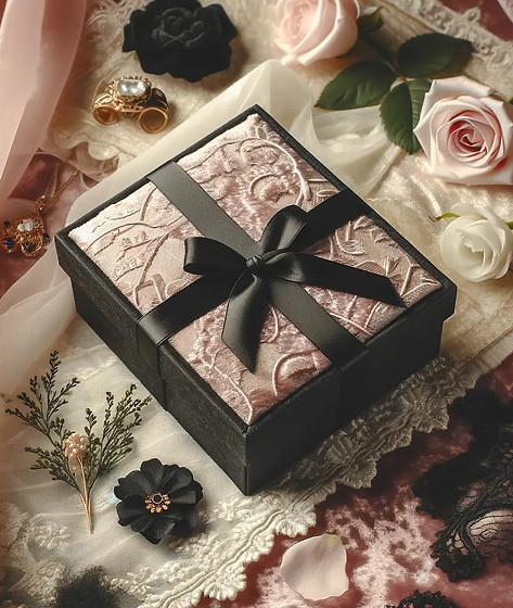 Elegant Rosemo lingerie gift box with lace and ribbon, symbolizing luxury, feminine style, and affordable lingerie Vancouver.