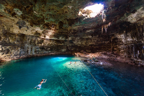 Experience a unique mix of archaeological wonders, natural beauty, and rich traditions in the natal city of the Mayan civilization, which thrived in this region. They left as their legacy spectacular ruins, with the renowned Chichen Itza standing as one of the Seven Wonders of the Ancient World—a source of pride for Mexico and a UNESCO World Heritage Site today.
A place that undeniably fills every visitor with a sense of wonder and energy, Yucatan's natural landscape is truly extraordinary, featuring must-visit attractions like its mesmerizing blue cenotes: captivating subterranean crystal-clear water caves that give the feeling of serene mystery below, and invite you to connect with the Earth's enigmatic beauty. Merida, known as the White City, is distinguished by its cleanliness and safety. Exploring the city by foot, enjoying street cafes, and visiting the central plaza is a delightful experience.