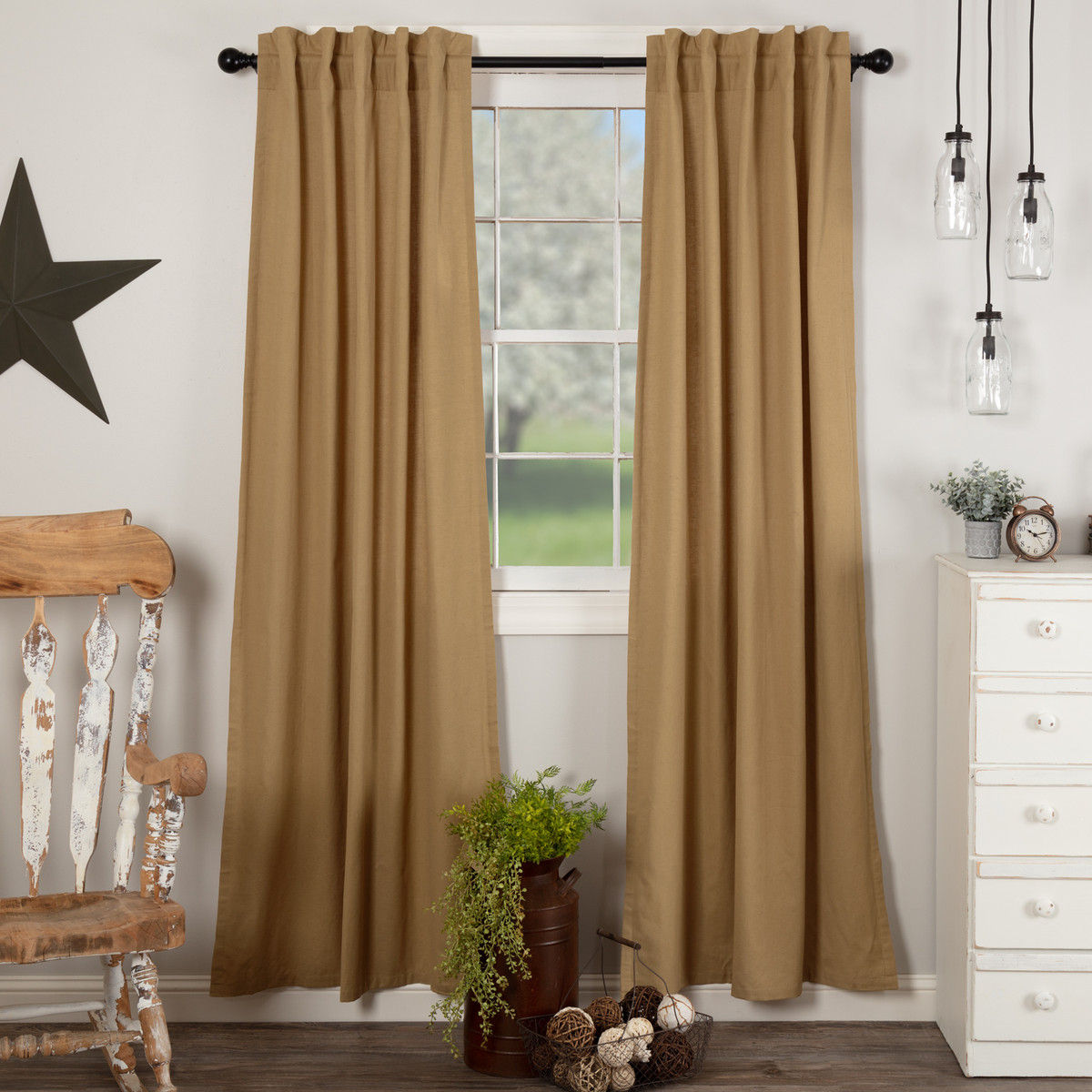 SIMPLE LIFE FLAX KHAKI PANEL CURTAIN SET OF 2 84X40