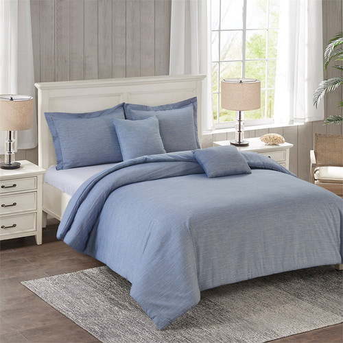 OXFORD STRIPES 5PC COMFORTER SET LINENSNMORE
