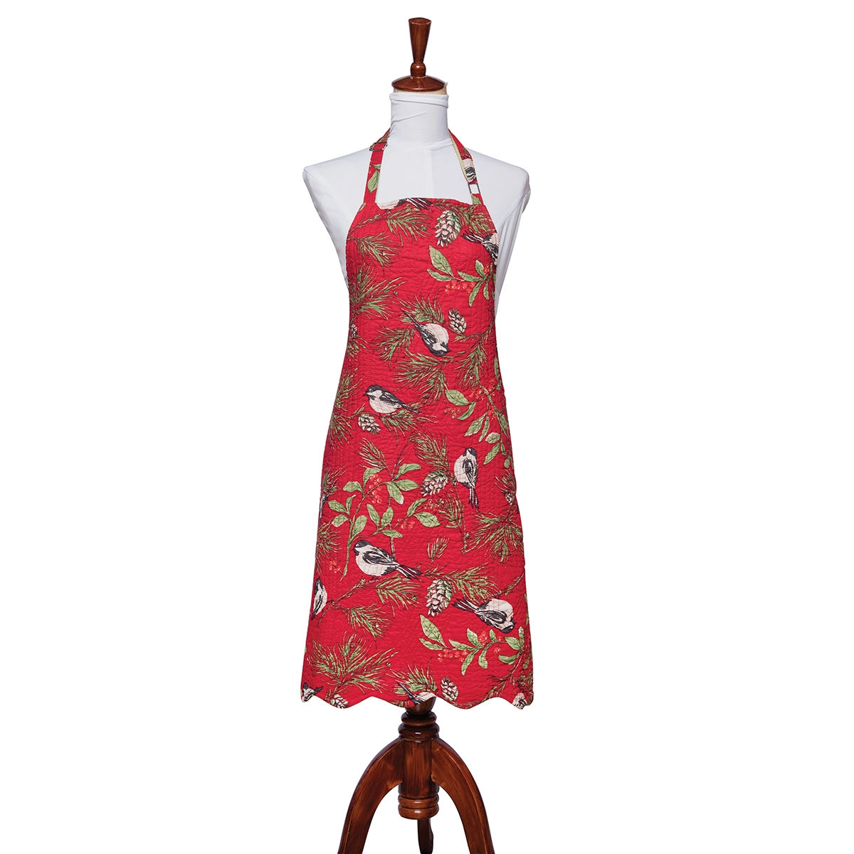 CHICKADEE RED QUILTED APRON