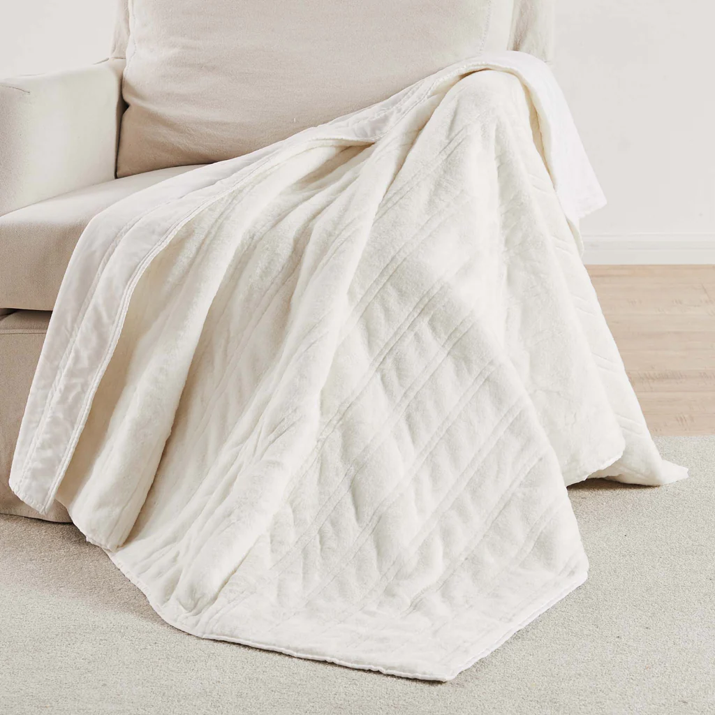 BIRCH HILL FAUX FUR QUILTED THROW