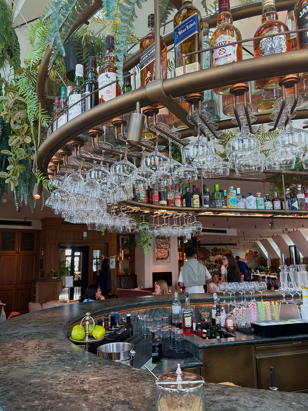 The bar area in the on-site Chez Bernard restaurant.