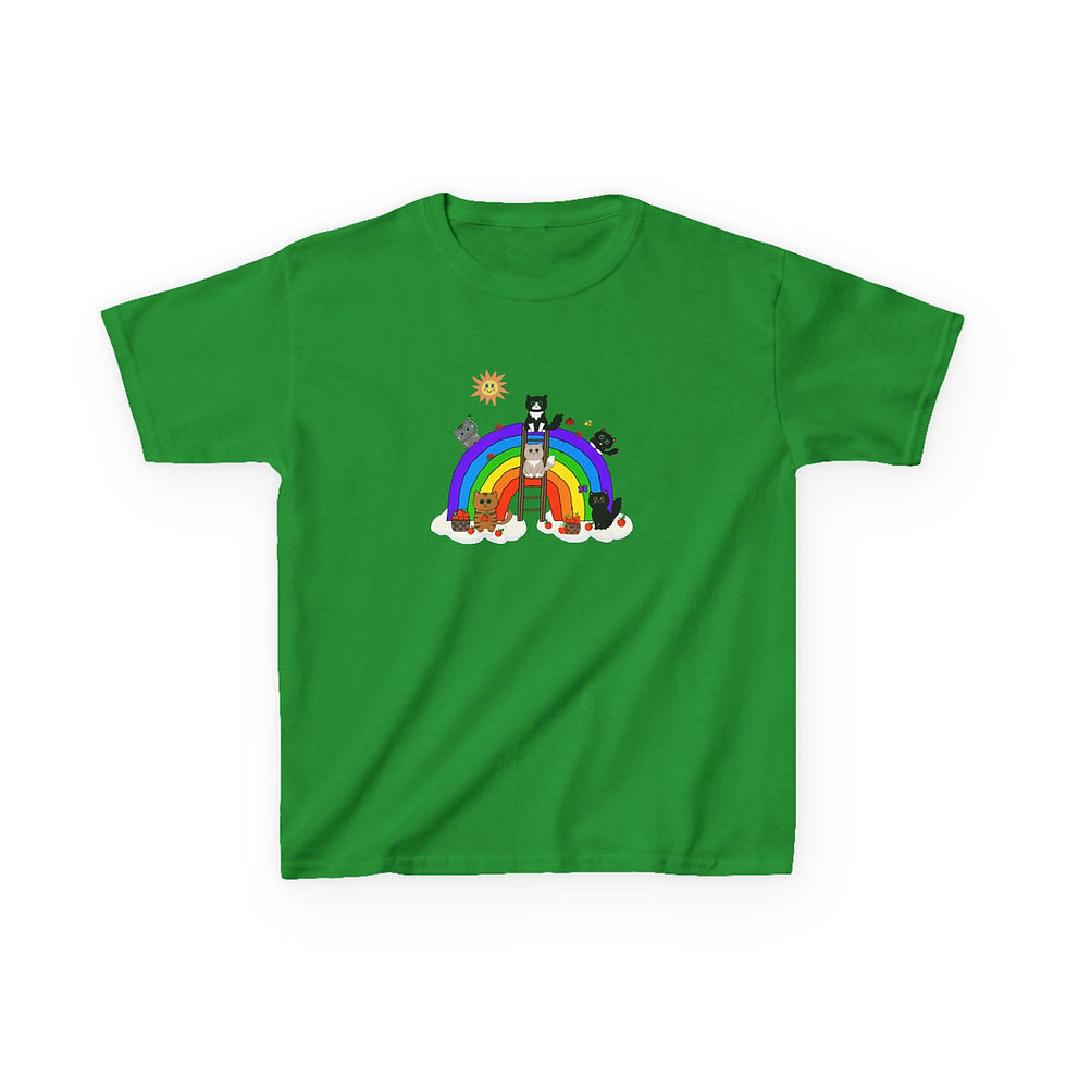 Thumbnail: Kids Rainbow Cat T‑Shirt — Cute Rainbow & Cat Graphic Tee for Children