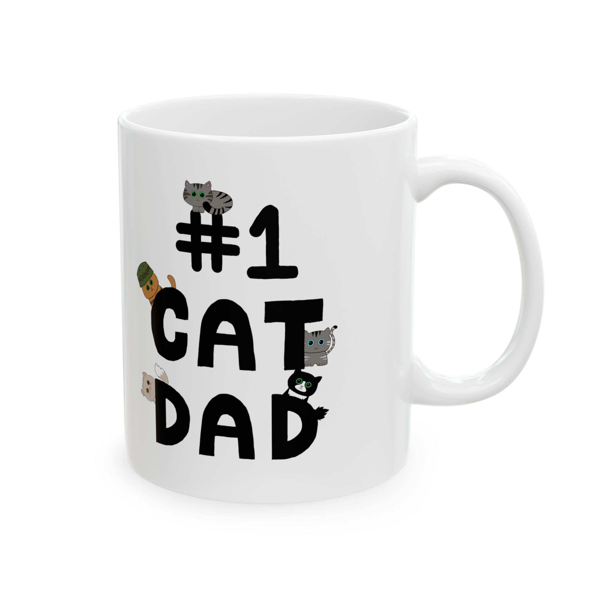 Ceramic Mug — #1 Cat Dad Funny Coffee Cup (11oz & 15oz)