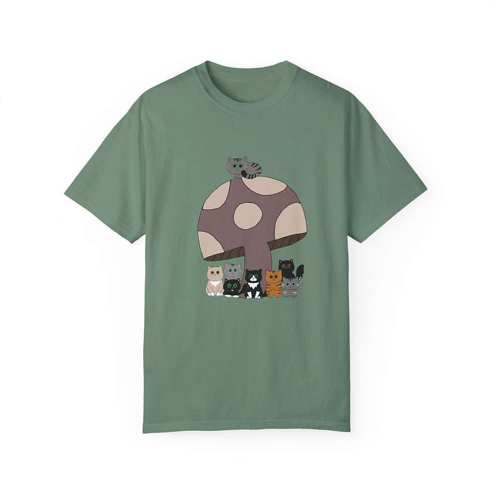 Thumbnail: Feline Fungi Friends Unisex Garment-Dyed T-shirt