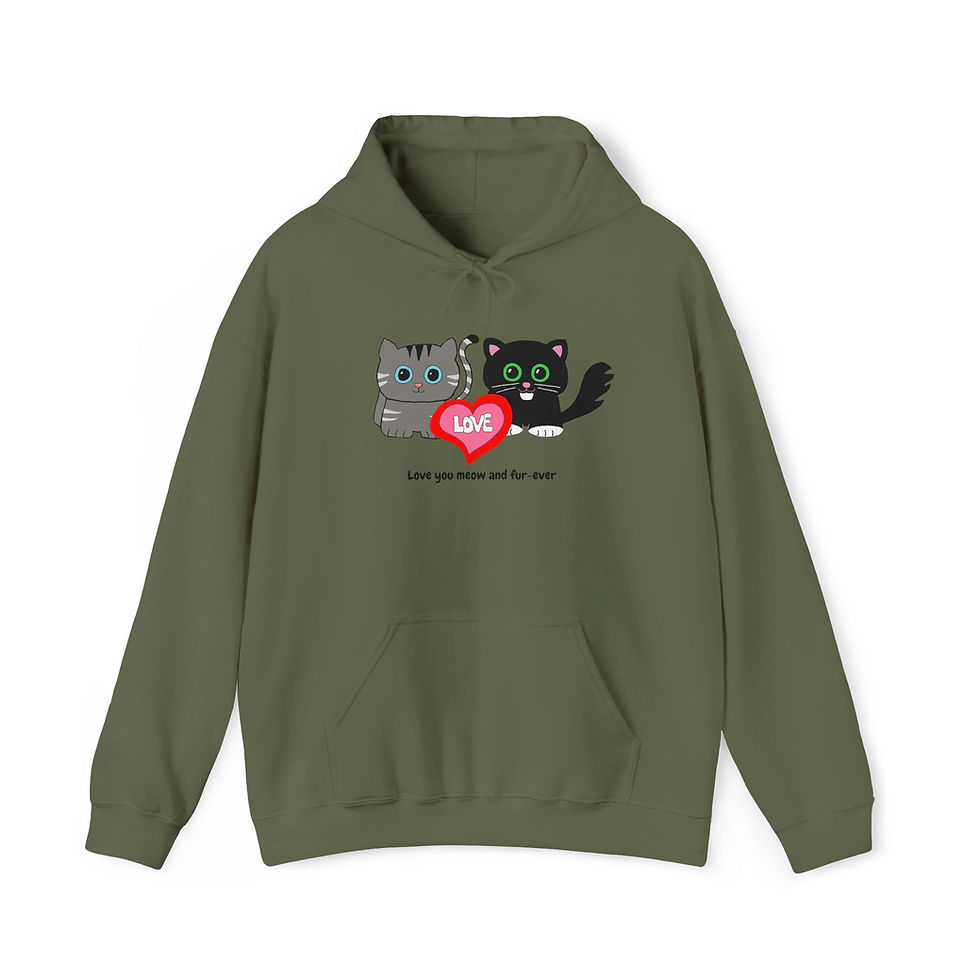 Thumbnail: Love You Meow and Fur-ever Hoodie - Cute Cat Couple Kawaii Valentine's Gift