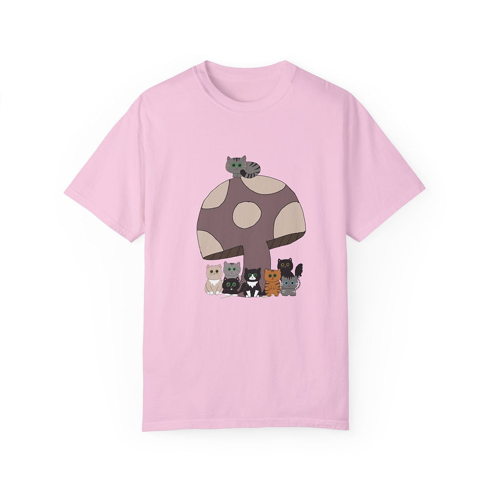Thumbnail: Feline Fungi Friends Unisex Garment-Dyed T-shirt