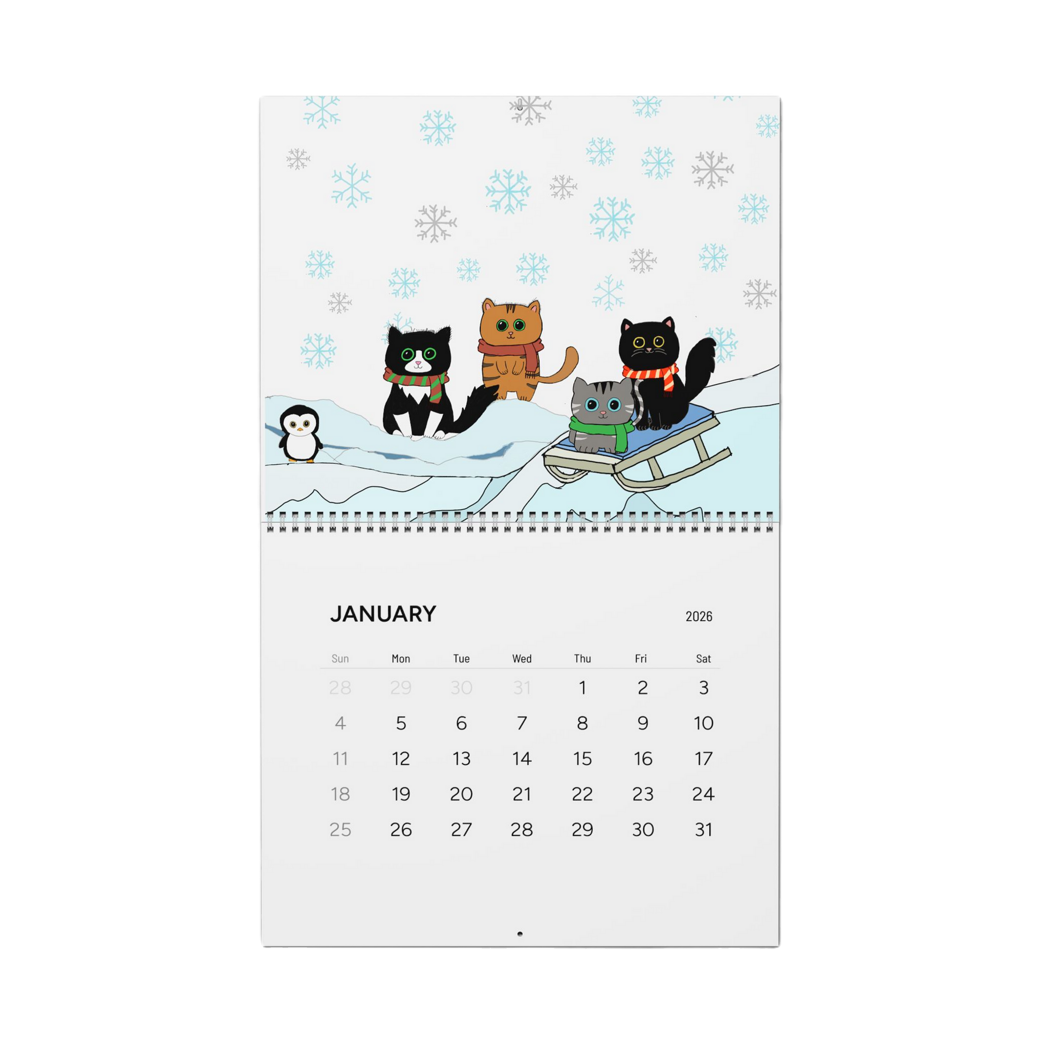 2026 Kawaii Cats Wall Calendar — Fun Adventures of Mailia Cat Creations Family