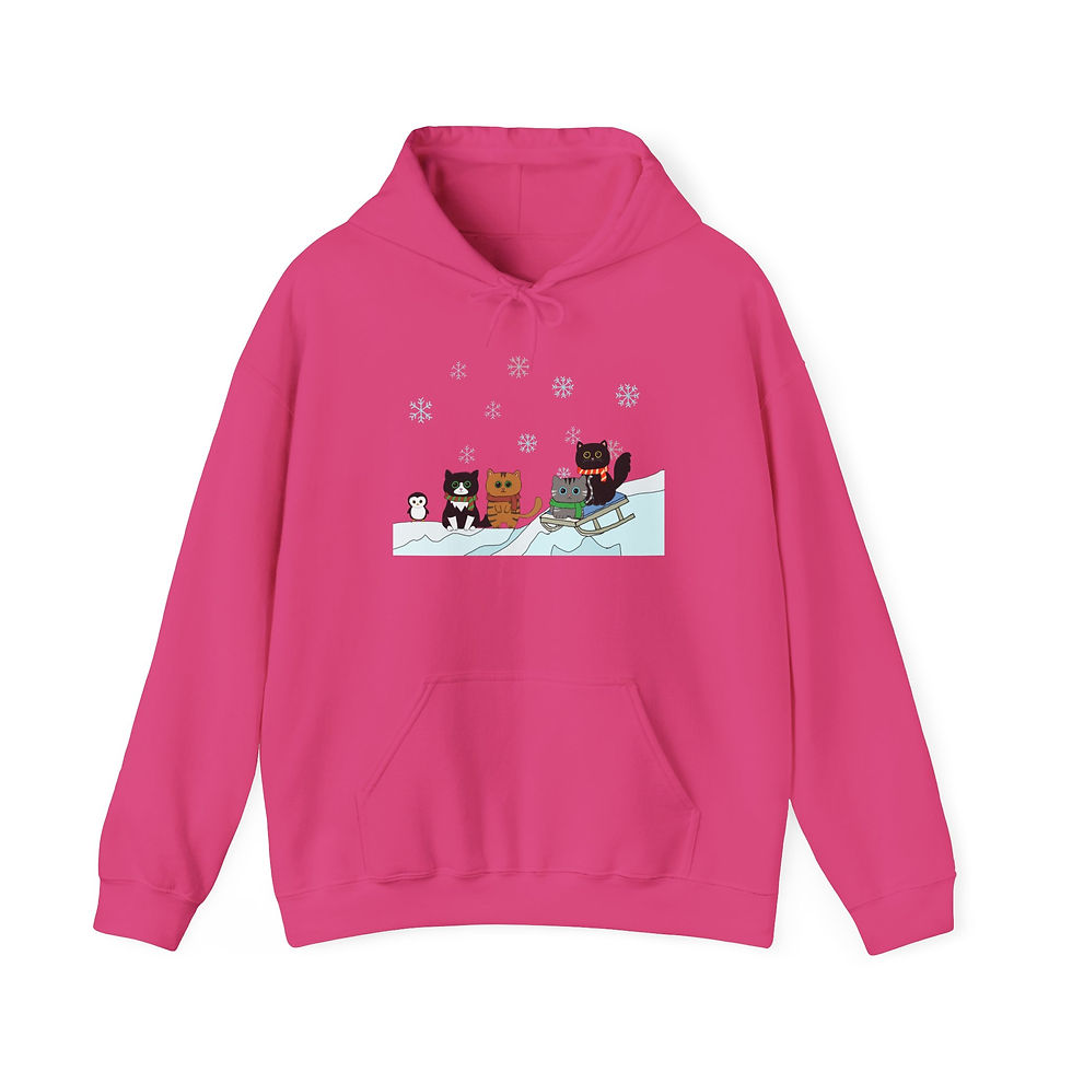 Thumbnail: Snow Day Kawaii Cats Unisex Heavy Blend™ Hooded Sweatshirt