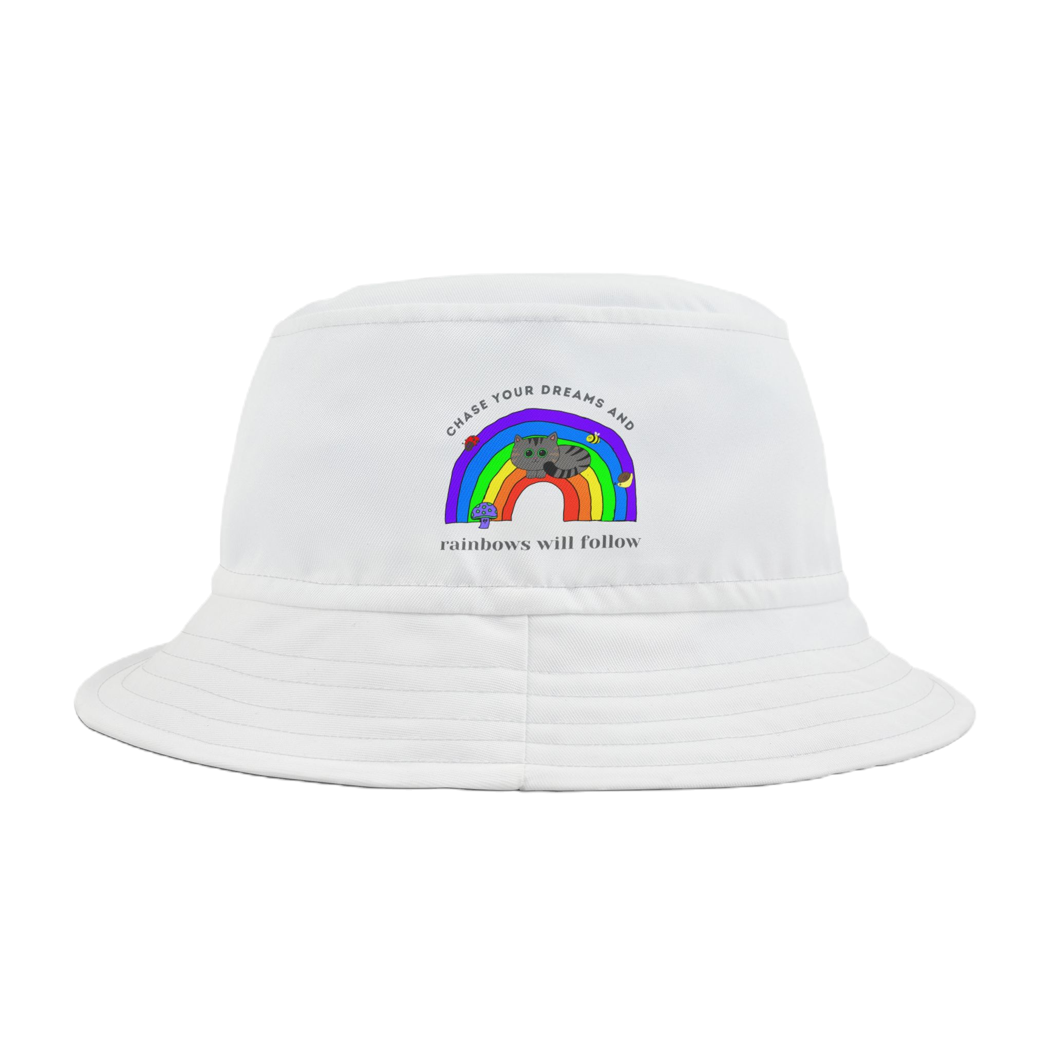 Chase Your Dreams and Rainbows Will Follow Bucket Hat (AOP)