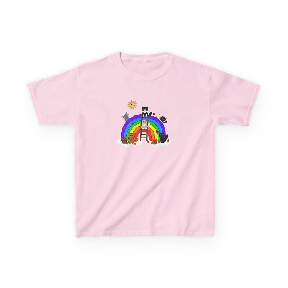 Thumbnail: Kids Rainbow Cat T‑Shirt — Cute Rainbow & Cat Graphic Tee for Children
