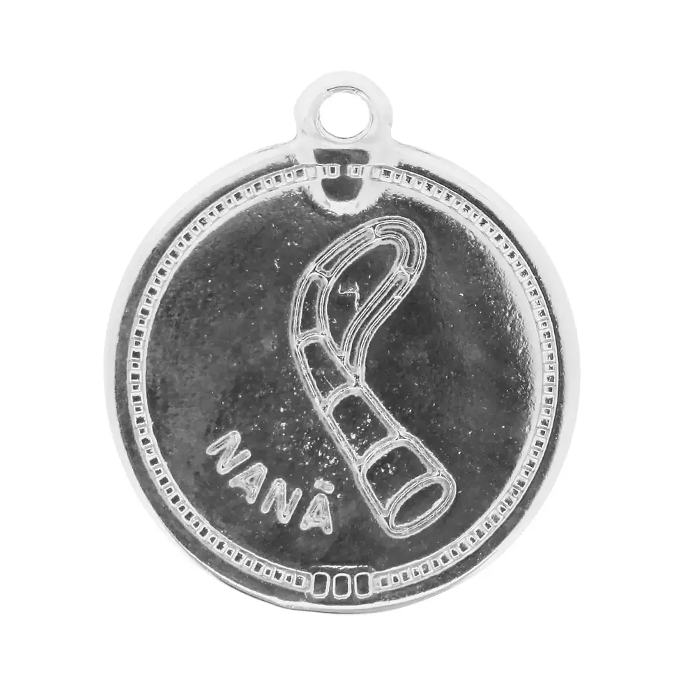 Miniatura: Corrente Aço Inox Prateada - Medalha Nanã