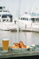 Fish and chips, beer, point san pablo harbor, boats, sailboats, richmond california, sailing goat