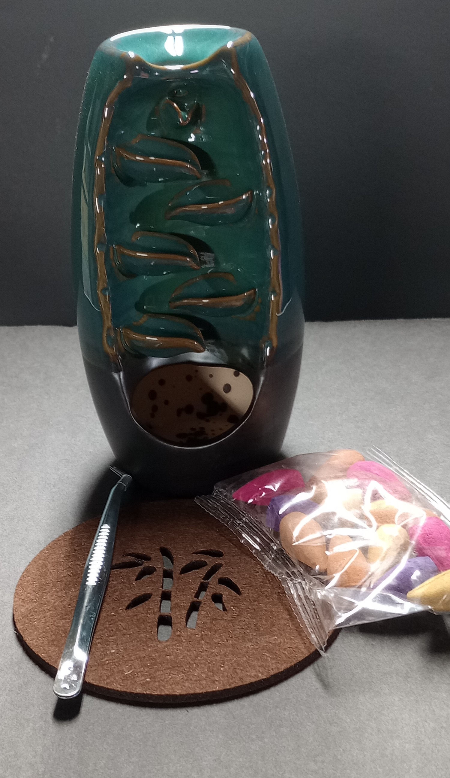 Green Reverse Flow Incense Burner Kit