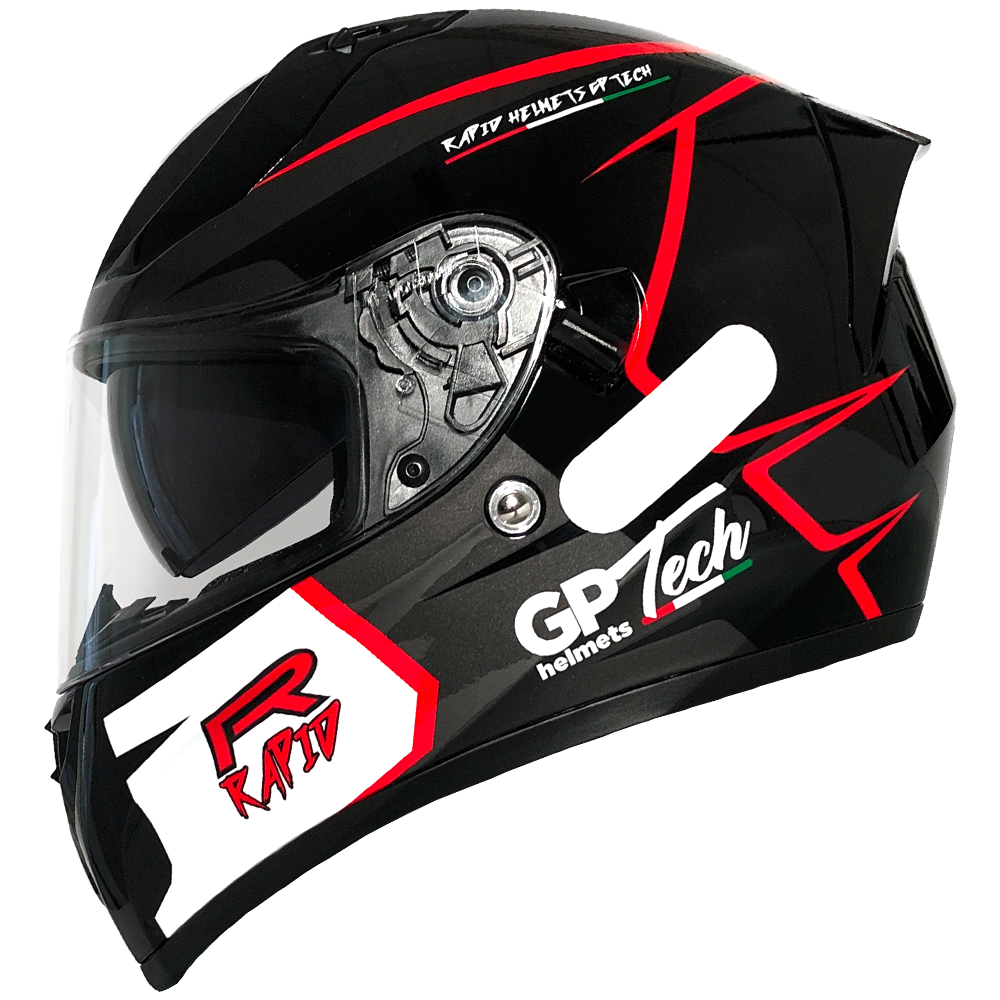 Capacete GP Tech V128 Rapid Brilhante | Preto com Cinza