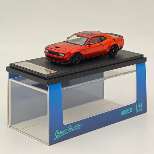 DODGE CHALLENGER SRT HELLCAT FLAME ORANGE HOOD OPENS 1/64 BY