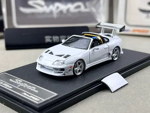 TOYOTA SUPRA A80 BOMEX TARGA CONVERTIBLE WHITE 1/64 DIECAST CAR BY
