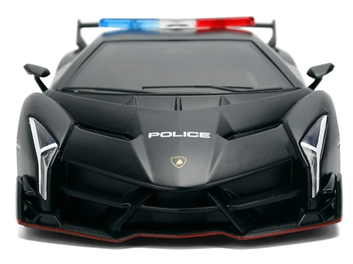 LAMBORGHINI VENENO POLICE MATT BLACK 1/24 DIECAST CAR CAR BY JADA
