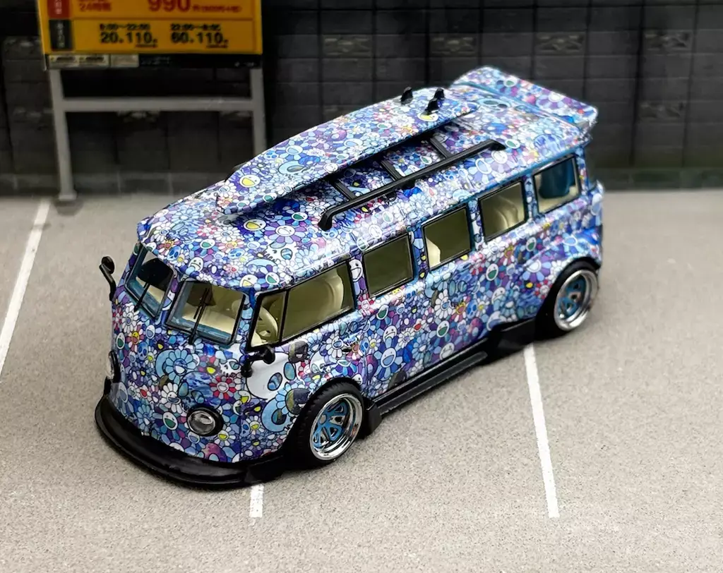 VOLKSWAGEN T1 BUS KOMBI VAN SUNFLOWER BLUE 1/64 DIECAST CAR MODEL BY LIBERTY64