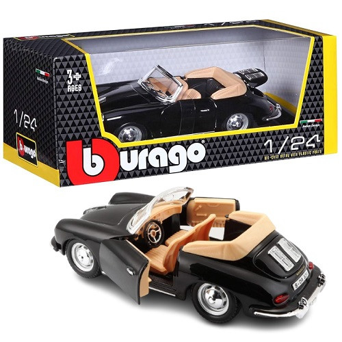 1961 PORSCHE 356 B CABRIOLET BLACK 1/24 DIECAST CAR MODEL BY