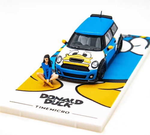 MINI COOPER DONALD DUCK LIVERY WITH FIGURE 1/64 DIECAST CAR MODEL