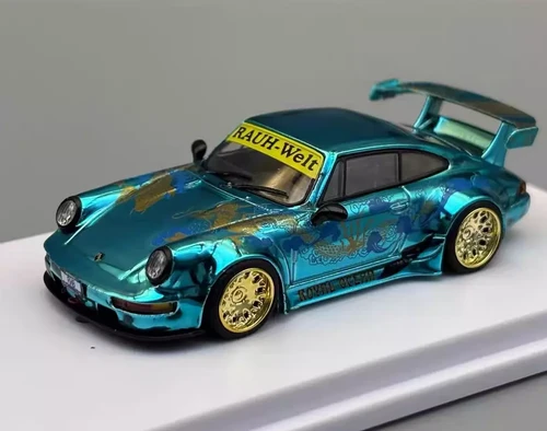 PORSCHE RWB 964 CHROME BLUE 1/64 SCALE DIECAST CAR MODEL BY TPC