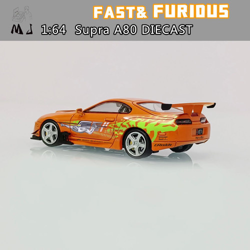 TOYOTA SUPRA A80 ORANGE FAST & FURIOUS LIVERY 1/64 DIECAST CAR BY