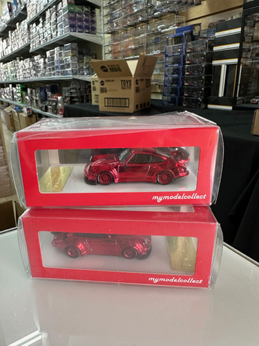 PORSCHE RWB 930 CHROME RED 999 PCS 1/64 DIECAST CAR MODEL BY MC MY