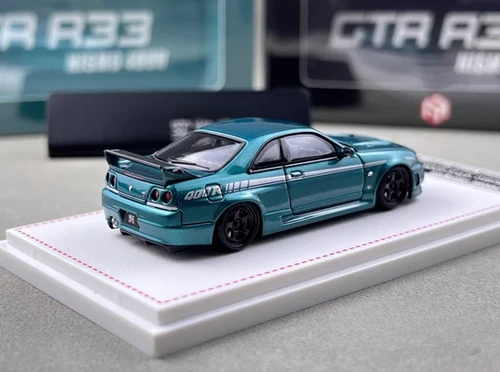 NISSAN SKYLINE GT-R R33 NISMO 400R GREEN HOOD OPENS 1/64 CAR BY