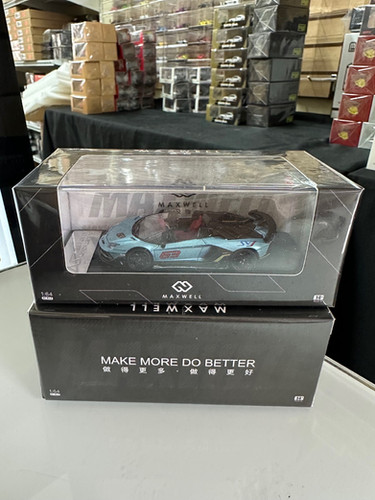 LAMBORGHINI AVENTADOR SVJ 63 METALLIC SILVER BLUE 1/64 DIECAST CAR