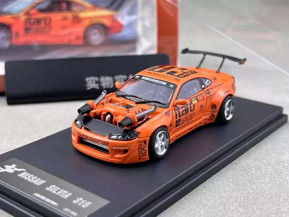 NISSAN SILVIA S15 4.0 V8 ORANGE 1/64 SCALE DIECAST CAR MODEL BY YS MODELS