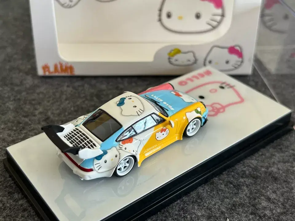 Thumbnail: PORSCHE RWB 964 HELLO KITTY 1/64 SCALE DIECAST CAR MODEL BY FLAME MODELS