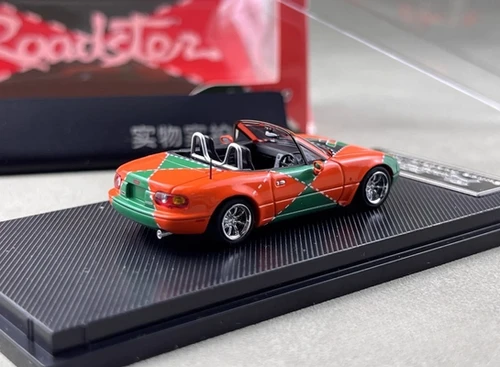 MAZDA MX5 LE MANS LIVERY ORANGE LIGHTS FLIP OPEN 1/64 DIECAST CAR