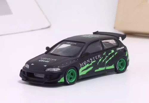 HONDA CIVIC EG6 ROCKET BUNNY MONSTER LIVERY GREEN 1/64 DIECAST CAR