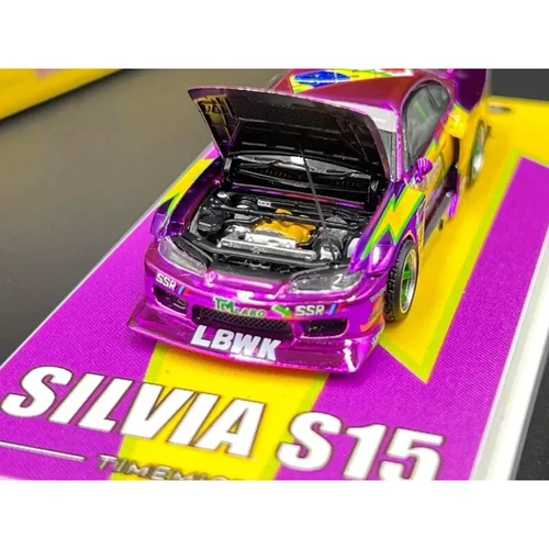 NISSAN SILVIA S15 LBWK HOOD OPENS 1/64 DIECAST CAR BY TIME MICRO