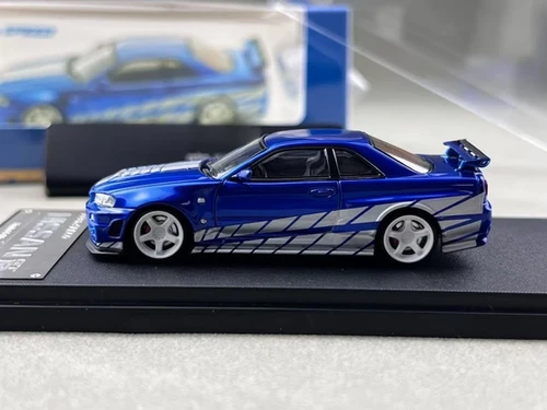 NISSAN SKYLINE GT-R R34 NISMO Z-TUNE BLUE SILVER 1/64 DIECAST BY